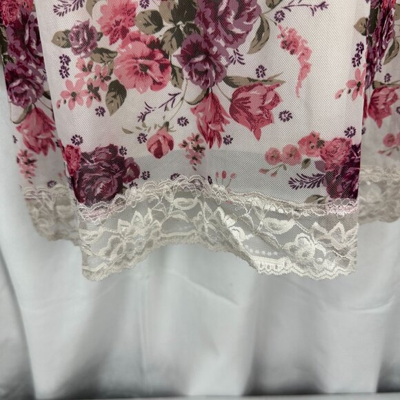 No Boundaries Womens Floral Lace Trim Top L/G(11-13) Ivory Combo - Picture 2 of 7